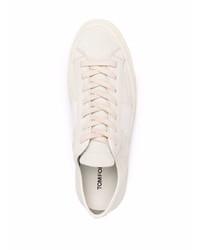 hellbeige Wildleder niedrige Sneakers von Tom Ford