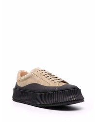 hellbeige Wildleder niedrige Sneakers von Jil Sander