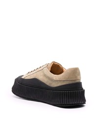 hellbeige Wildleder niedrige Sneakers von Jil Sander