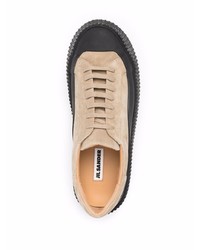 hellbeige Wildleder niedrige Sneakers von Jil Sander