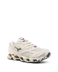 hellbeige Wildleder niedrige Sneakers von Mizuno