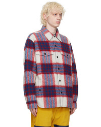 hellbeige Wolllangarmhemd mit Schottenmuster von MONCLER GRENOBLE