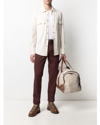 hellbeige Wolllangarmhemd von Brunello Cucinelli