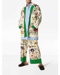 hellbeige Wollsakko mit Blumenmuster von Gucci