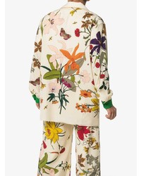 hellbeige Wollsakko mit Blumenmuster von Gucci