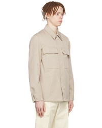 hellbeige Wollshirtjacke von Jil Sander