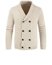 hellbeige zweireihige Strickjacke