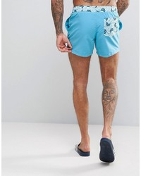 hellblaue Badeshorts mit geometrischem Muster von Asos