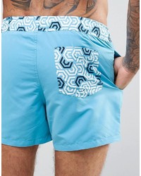 hellblaue Badeshorts mit geometrischem Muster von Asos