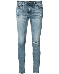 hellblaue enge Jeans aus Baumwolle mit Destroyed-Effekten von AG Jeans