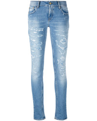 hellblaue enge Jeans aus Baumwolle mit Destroyed-Effekten von Cycle