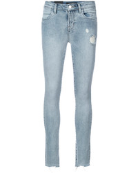hellblaue enge Jeans aus Baumwolle mit Destroyed-Effekten von J Brand