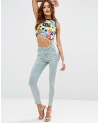 hellblaue enge Jeans aus Baumwolle von Asos