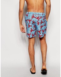 hellblaue bedruckte Badeshorts von Asos