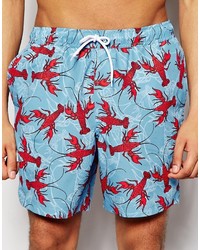 hellblaue bedruckte Badeshorts von Asos