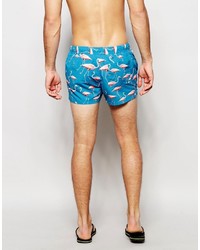 hellblaue bedruckte Badeshorts von Asos