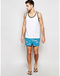 hellblaue bedruckte Badeshorts von Asos