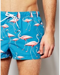 hellblaue bedruckte Badeshorts von Asos