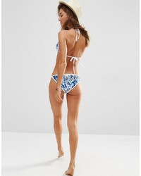 hellblaue bedruckte Bikinihose von Asos
