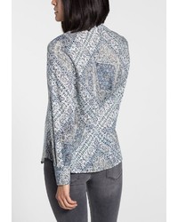 hellblaue bedruckte Bluse mit Knöpfen von Eterna