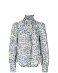 hellblaue bedruckte Bluse mit Knöpfen von Isabel Marant Etoile