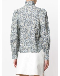 hellblaue bedruckte Bluse mit Knöpfen von Isabel Marant Etoile