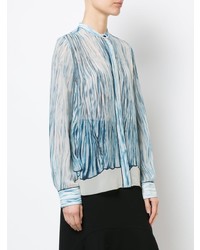 hellblaue bedruckte Bluse mit Knöpfen von Proenza Schouler