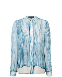 hellblaue bedruckte Bluse mit Knöpfen von Proenza Schouler