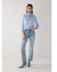 hellblaue bedruckte Bluse von More & More