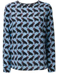 hellblaue bedruckte Bluse von Odeeh