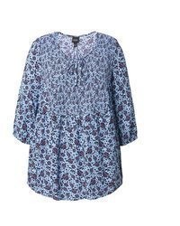 hellblaue bedruckte Bluse von Ulla Popken