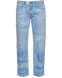hellblaue bedruckte Boyfriend Jeans