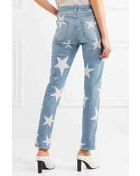 hellblaue bedruckte Boyfriend Jeans von Stella McCartney