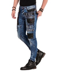 hellblaue bedruckte enge Jeans von Cipo & Baxx