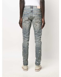 hellblaue bedruckte enge Jeans von purple brand