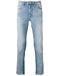 hellblaue bedruckte enge Jeans von Marcelo Burlon County of Milan