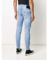 hellblaue bedruckte enge Jeans von DSQUARED2