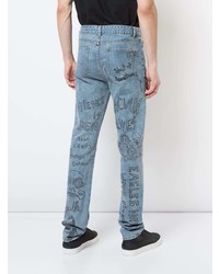 hellblaue bedruckte enge Jeans von Haculla