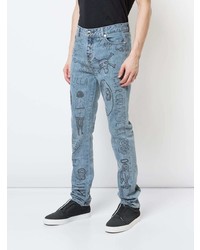 hellblaue bedruckte enge Jeans von Haculla
