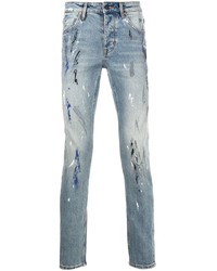 hellblaue bedruckte enge Jeans von Neuw