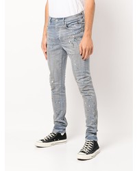 hellblaue bedruckte enge Jeans von purple brand