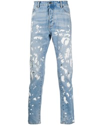 hellblaue bedruckte enge Jeans von Palm Angels