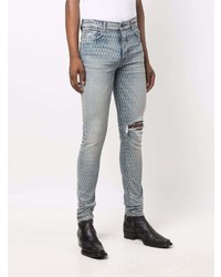 hellblaue bedruckte enge Jeans von Amiri