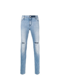 hellblaue bedruckte enge Jeans von RtA
