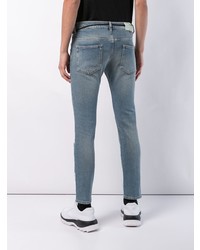 hellblaue bedruckte enge Jeans von Off-White
