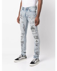 hellblaue bedruckte enge Jeans von Ksubi