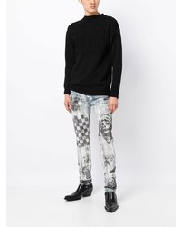 hellblaue bedruckte enge Jeans von Amiri