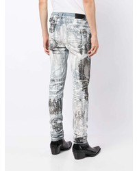 hellblaue bedruckte enge Jeans von Amiri