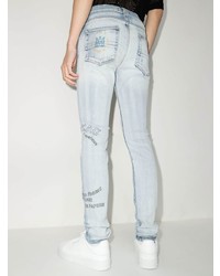 hellblaue bedruckte enge Jeans von Amiri