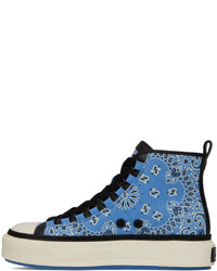 hellblaue bedruckte hohe Sneakers aus Segeltuch von Amiri